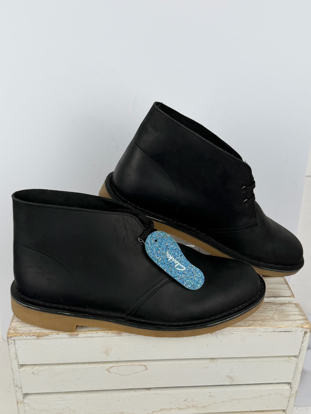 Clarks Bushacre 3 Chukka Boots classic black leather upper size 11W